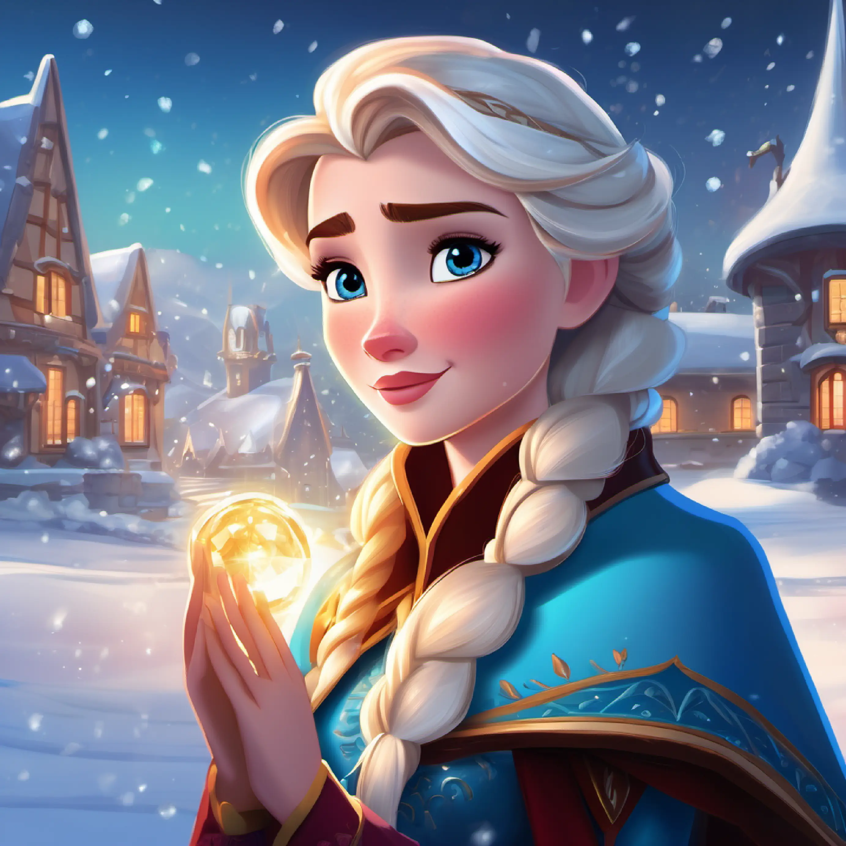 Introduction to Elsa and her magical ability in Arendelle.In a fluster of snowflakes, the sky darkened, and a relentless winter began. Ice encased the kingdom, and Arendelle's warm summers were memories lost in the blizzard's howl.