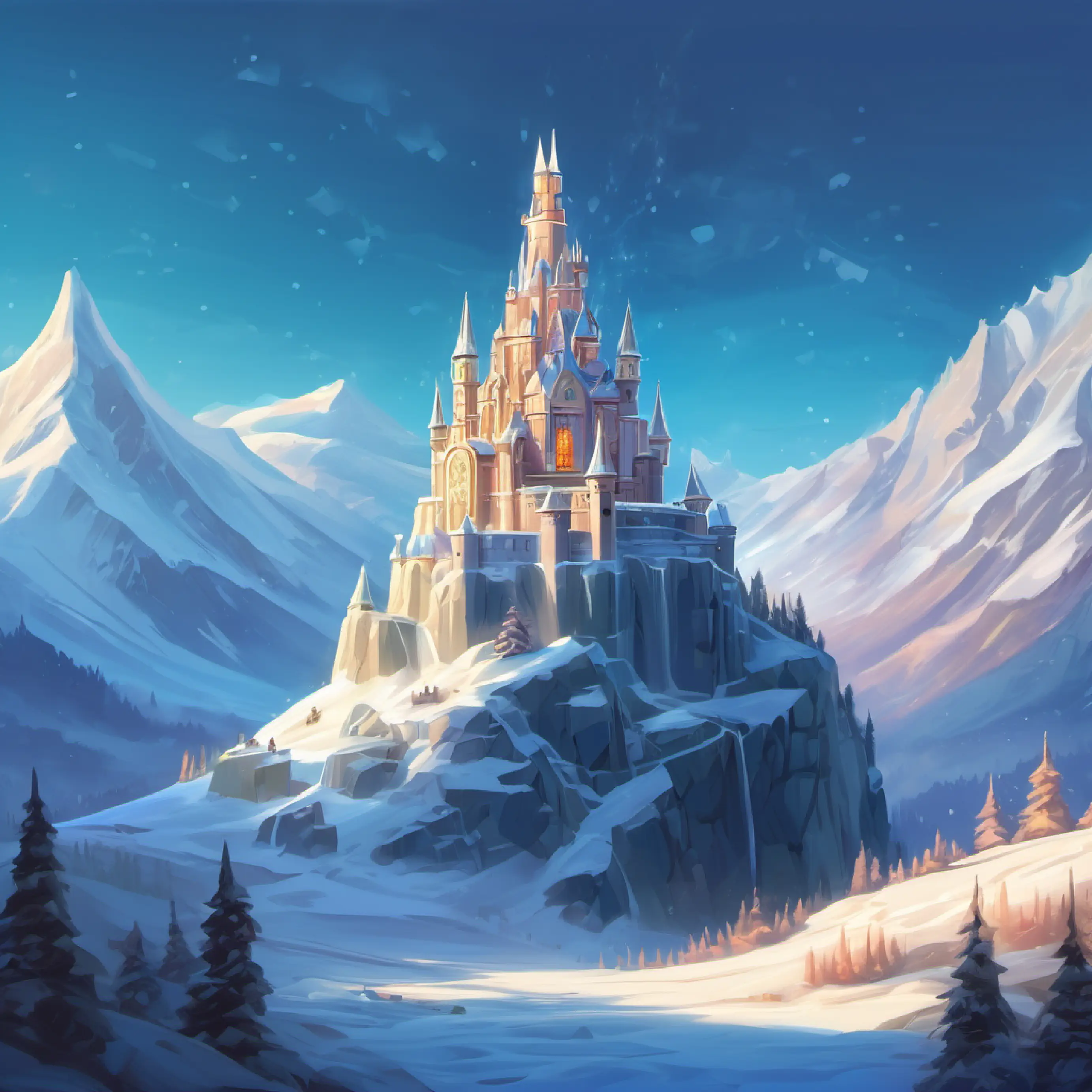 Deep in the mountains, Elsa found a lonely, icy refuge. She built a castle of crystal walls and spiraling towers, a palace of solitude where she thought her heart could turn as cold as her surroundings.