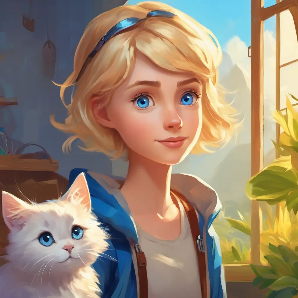 Curious, short blond hair, blue eyes, adventurous spirit wonders about pet joining