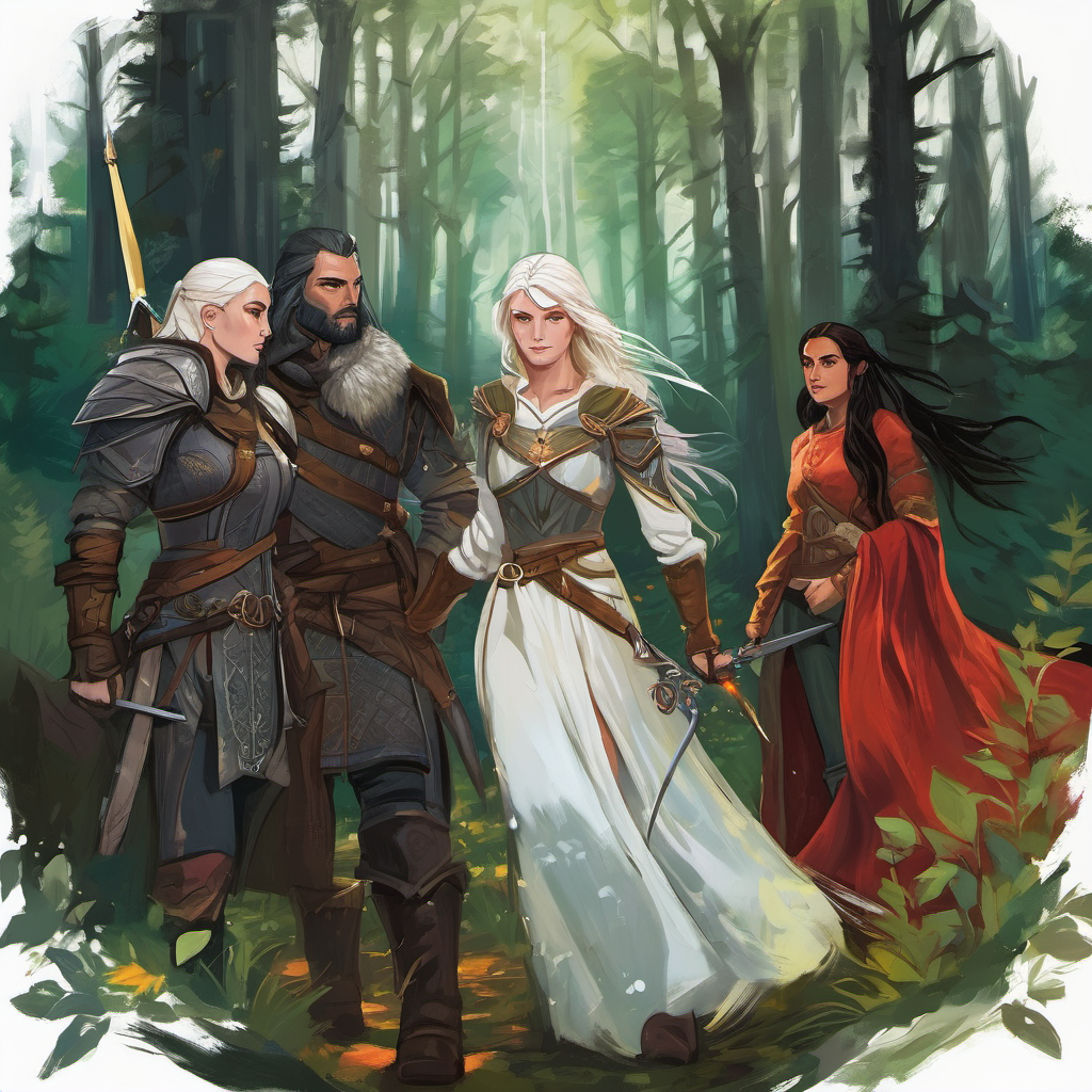 As they ventured deeper into the forest, the witcher's presence grew stronger, chilling their hearts with every step. But Lily and Rose drew strength from one another, their bond radiating like a shield of light. Finally, they came face to face with the witcher, his cold eyes gleaming with malice. But the girls stood firm, refusing to let fear overshadow their purpose. With fiery determination, they confronted him, urging him to release their village from his grip.