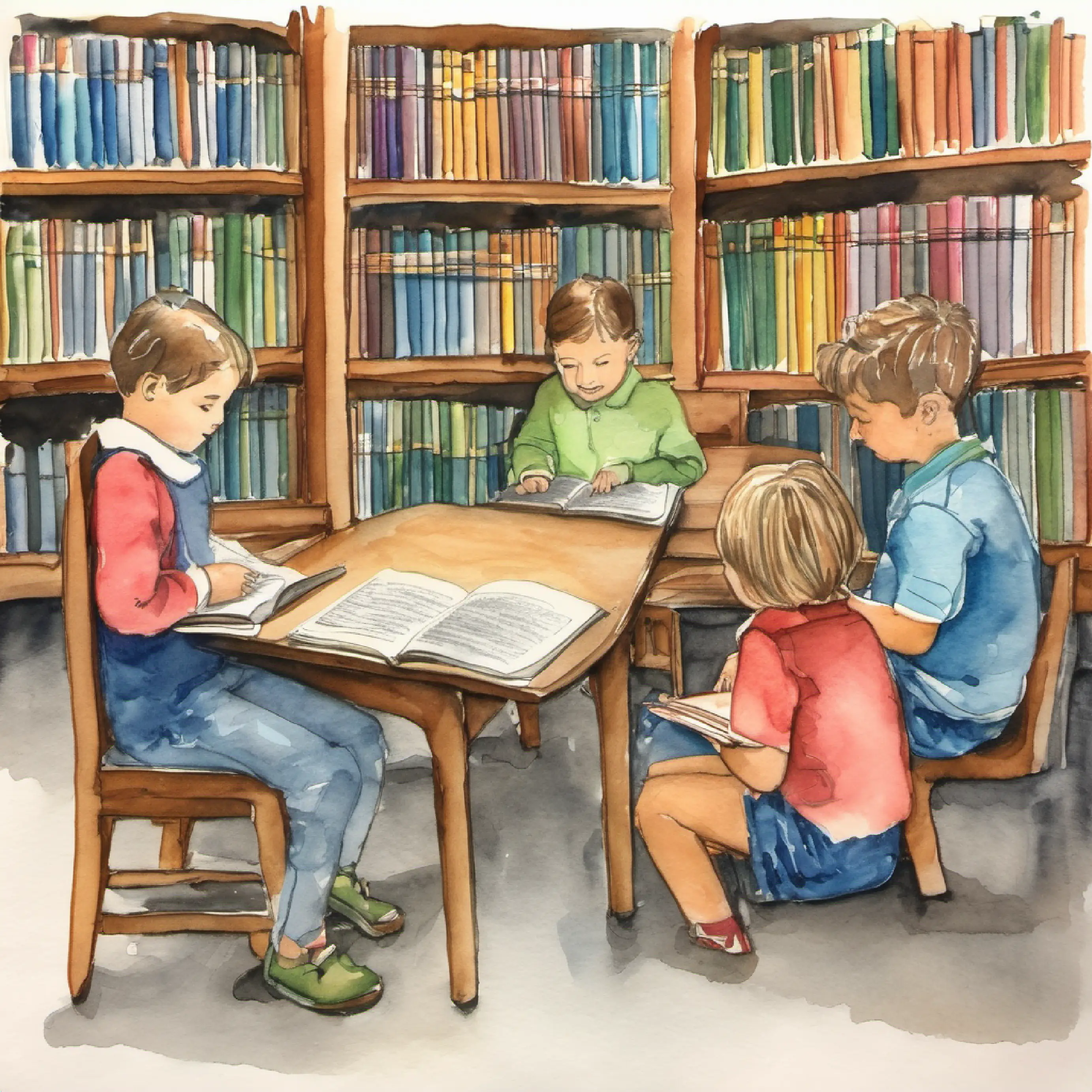 At the Library, Six and Seven are reading; Five isn't there.
