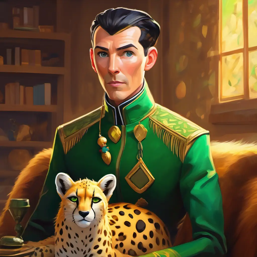 Zorg learns about goal-setting and perseverance from Champion cheetah, golden fur, determined green eyes.