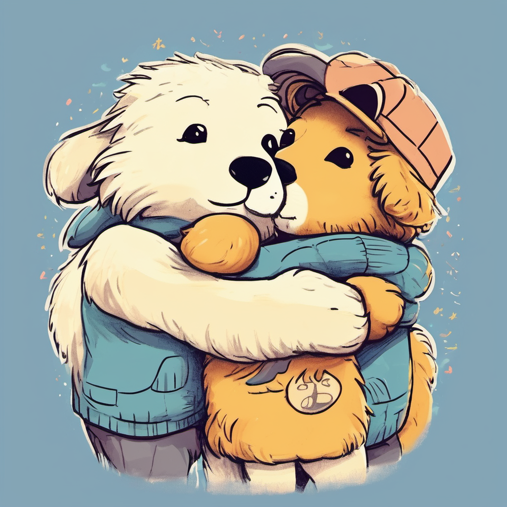 Benny and Leo hugging, showing friendship