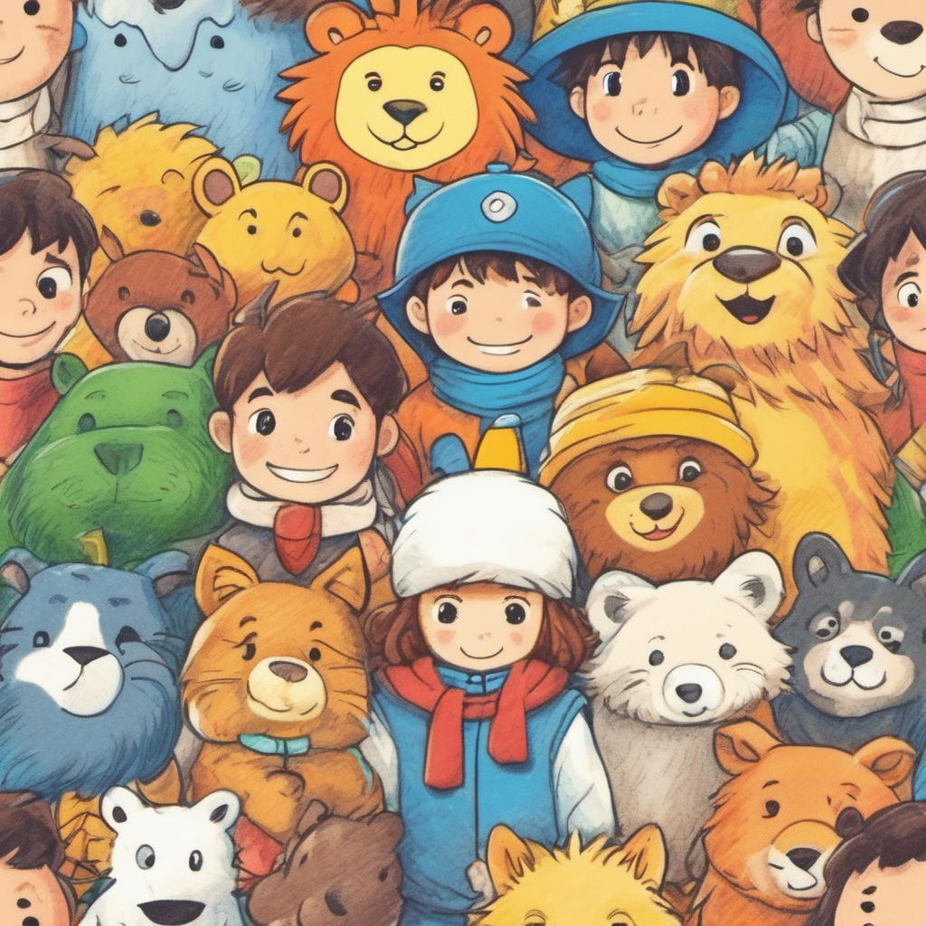 Benny and Leo with other characters, showing friendship and unity