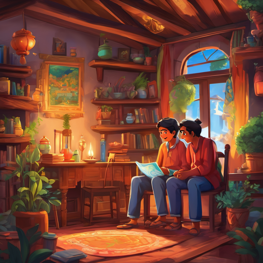 News about the extraordinary creativity of Rahul and Ramesh spread like wildfire. Soon, people from all over the village would gather at their small magical room, mesmerized by the beauty that unfolded before their eyes. The harmony of friendship was echoing through their art, bringing warmth and joy to everyone who witnessed it. As they grew older, Rahul and Ramesh decided to expand their horizons and spread their art beyond Harmonyville's boundaries. With their talents and unwavering friendship, they embarked on a journey to inspire others, making new friends along the way.