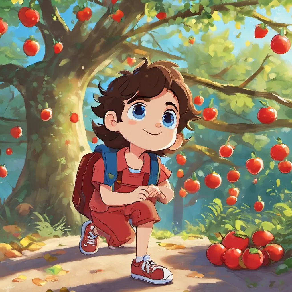 Timmy excitedly picking a candy fruit from the magical tree.