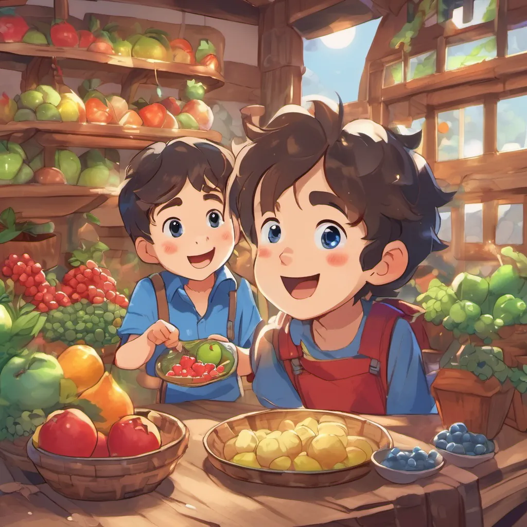 Villagers happily eating candy fruits and thanking Timmy.