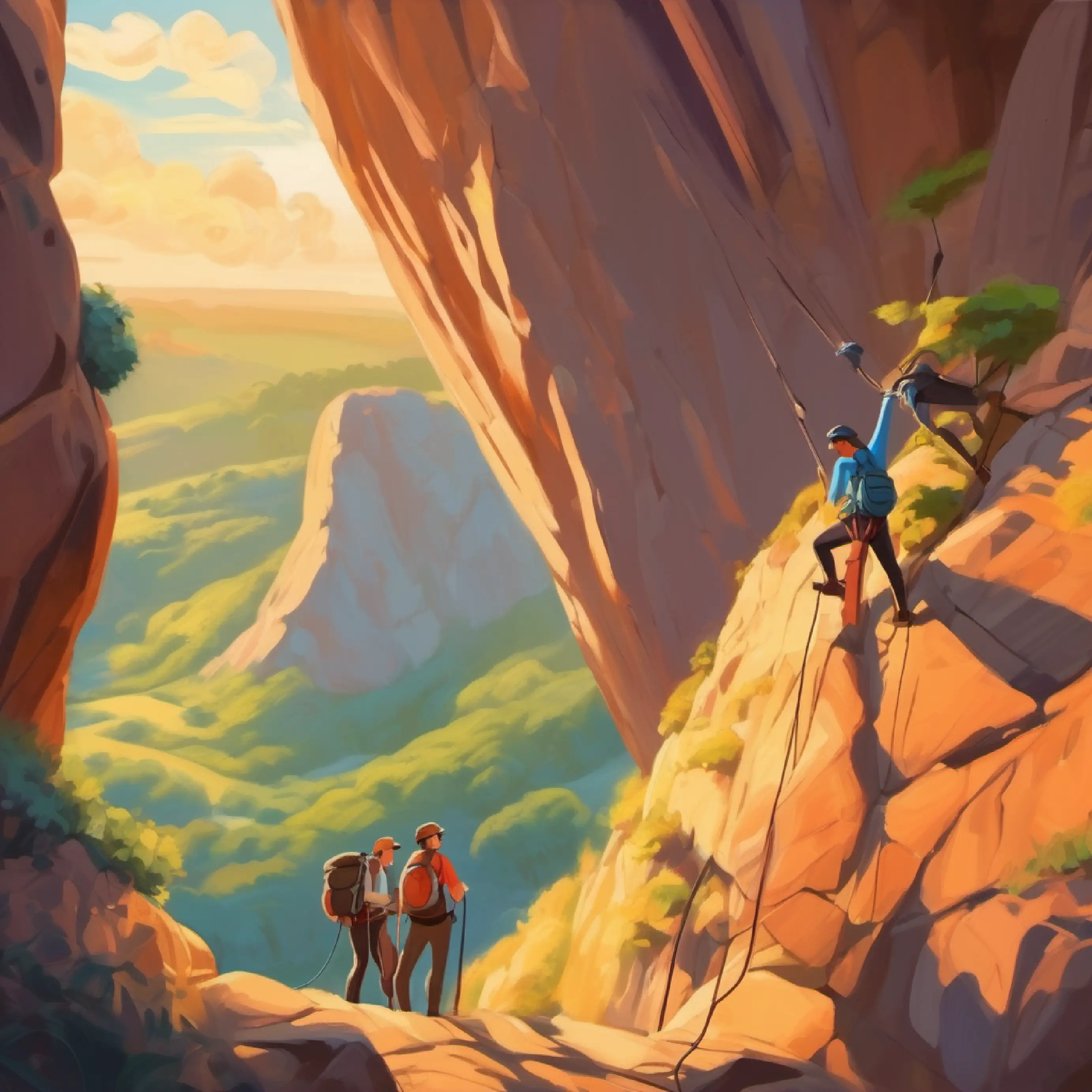 Climbers share stories while climbing