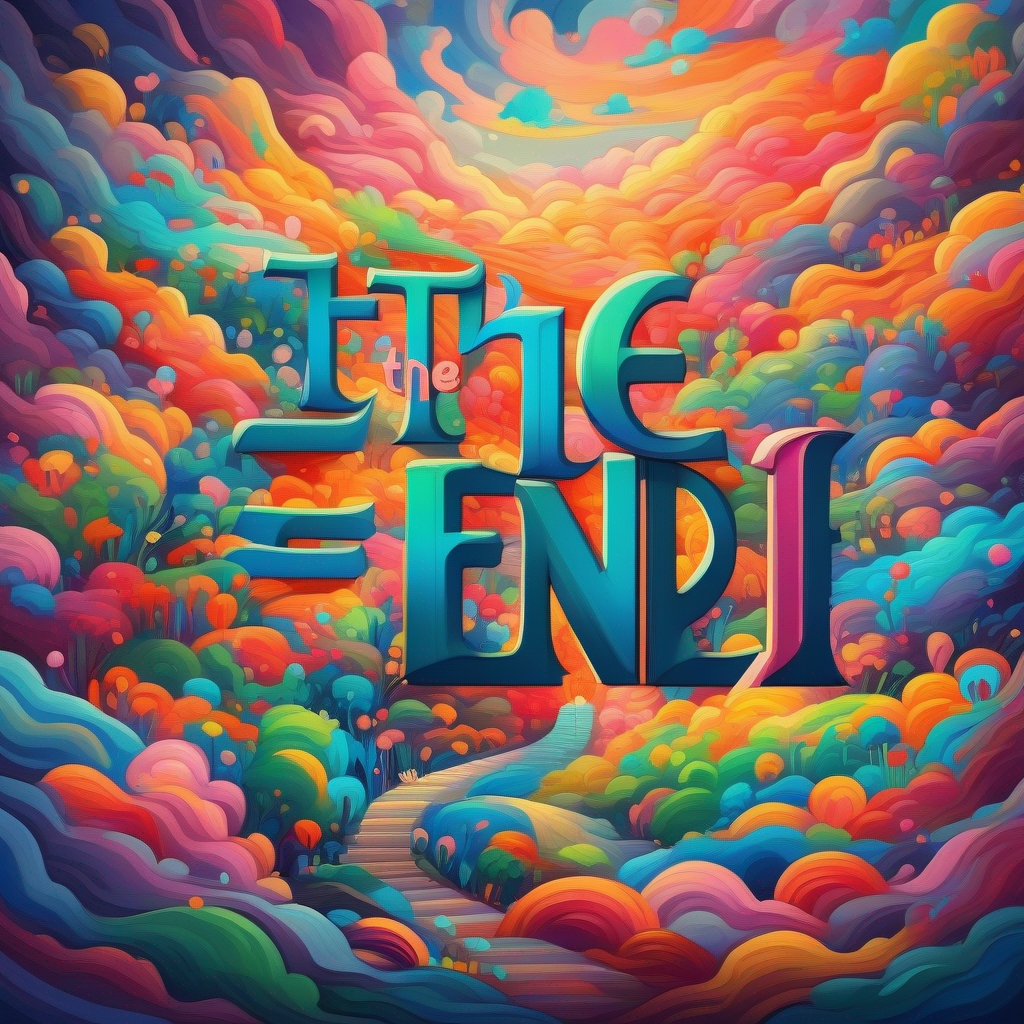 The words 'The end.' written in colorful letters.