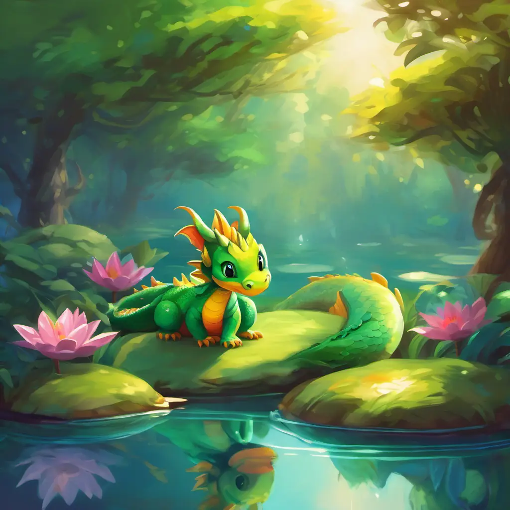 small dragon in the pond