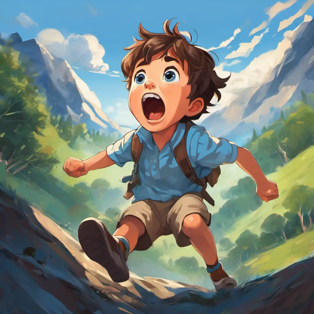 The story begins with a little The boy has brown hair and blue eyes He is always seen shouting and screaming who is always shouting and screaming. He is shown shouting and screaming in different situations.