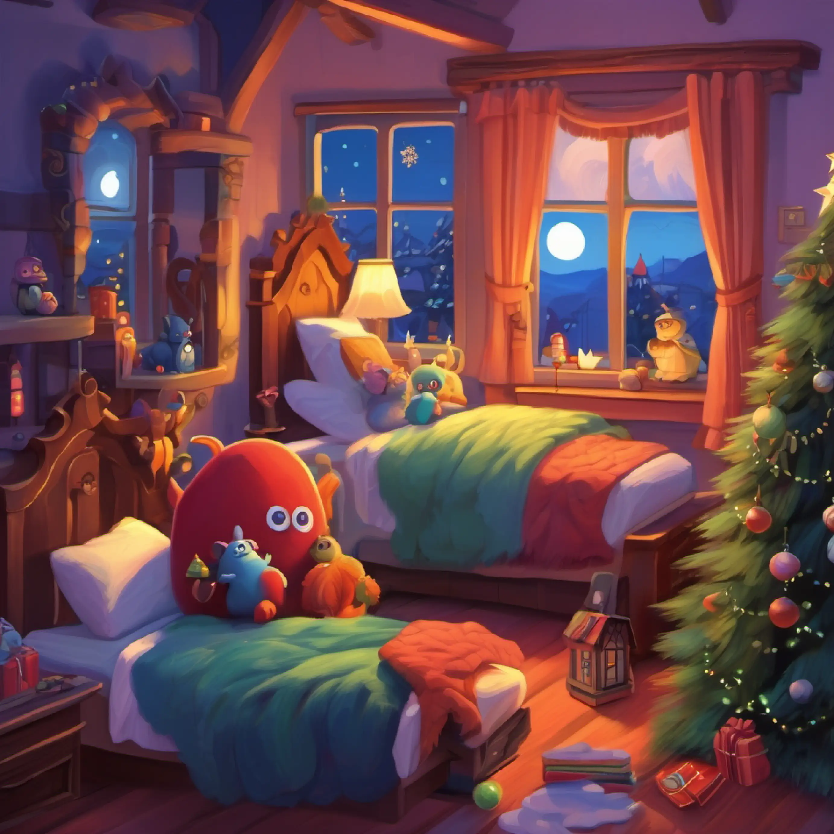 Dusk in Monster Town, monsters gearing up for bed.
