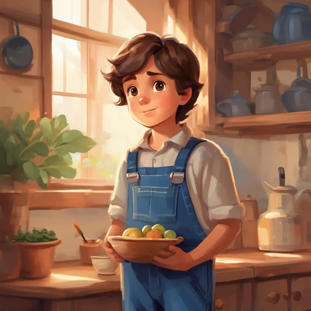 A young boy with brown hair, brown eyes, often in blue overalls's mom teaches him about emotions.