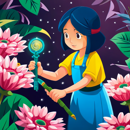 Munni finding a magical key under a flower
