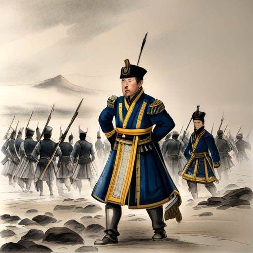 Admiral Yi leading his soldiers with confidence and bravery