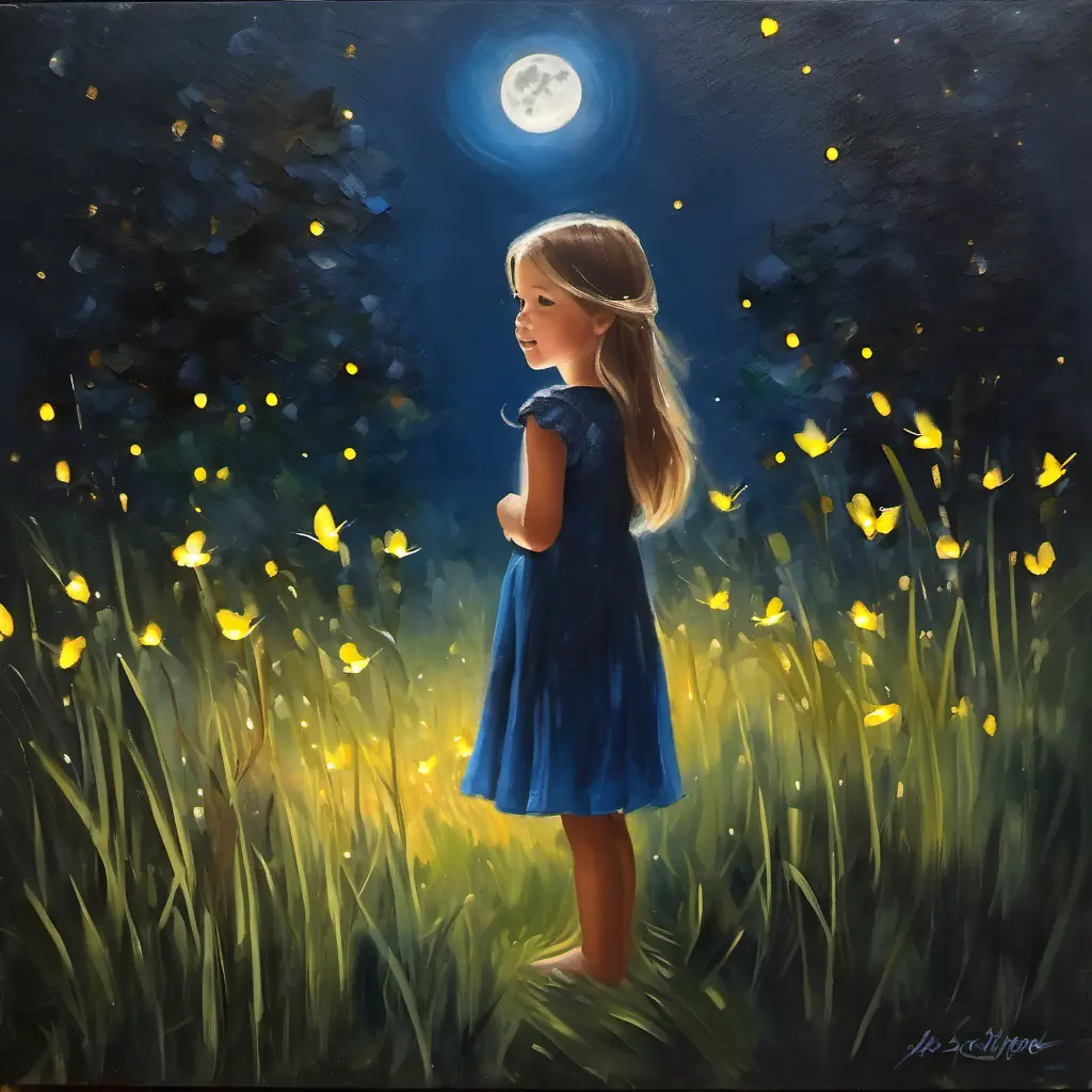 Moonlit clearing, fireflies, Luna, Charlotte