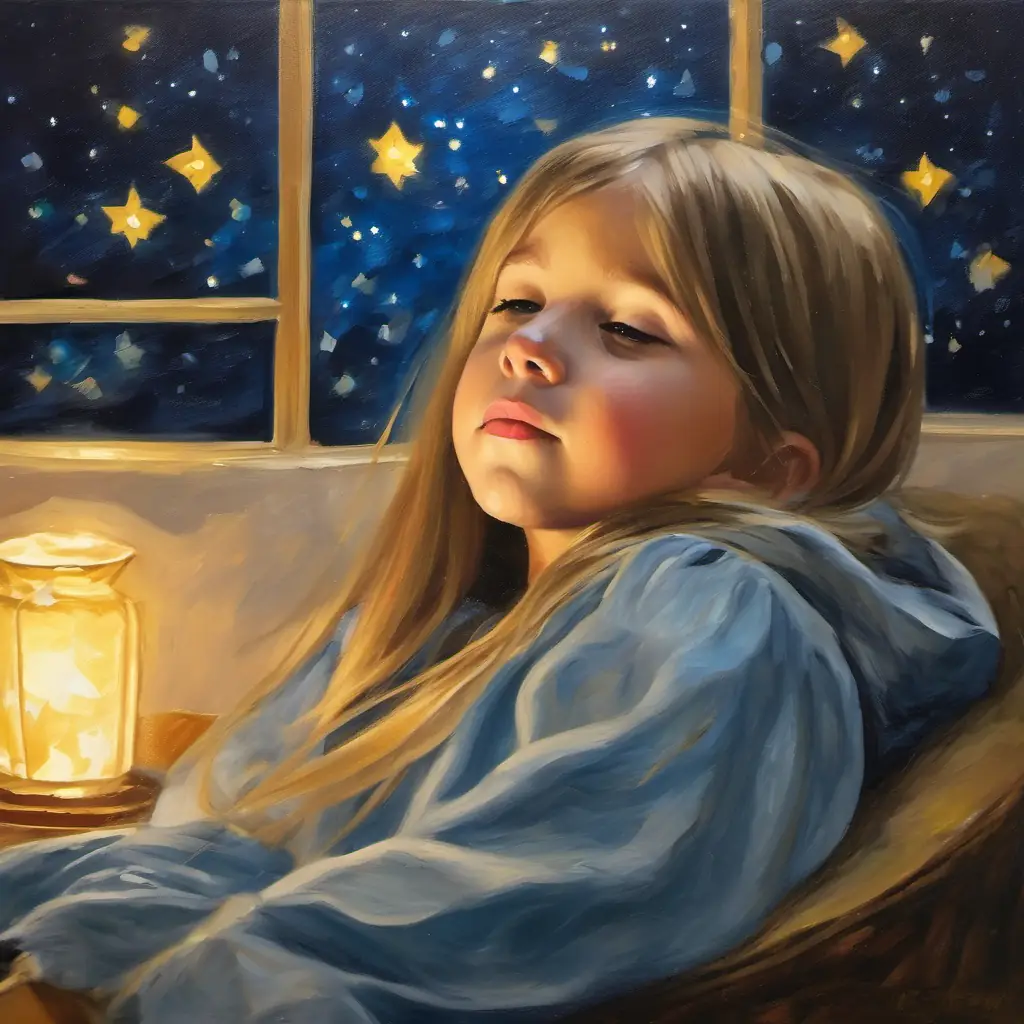 Starlit night, Luna, Charlotte, falling asleep