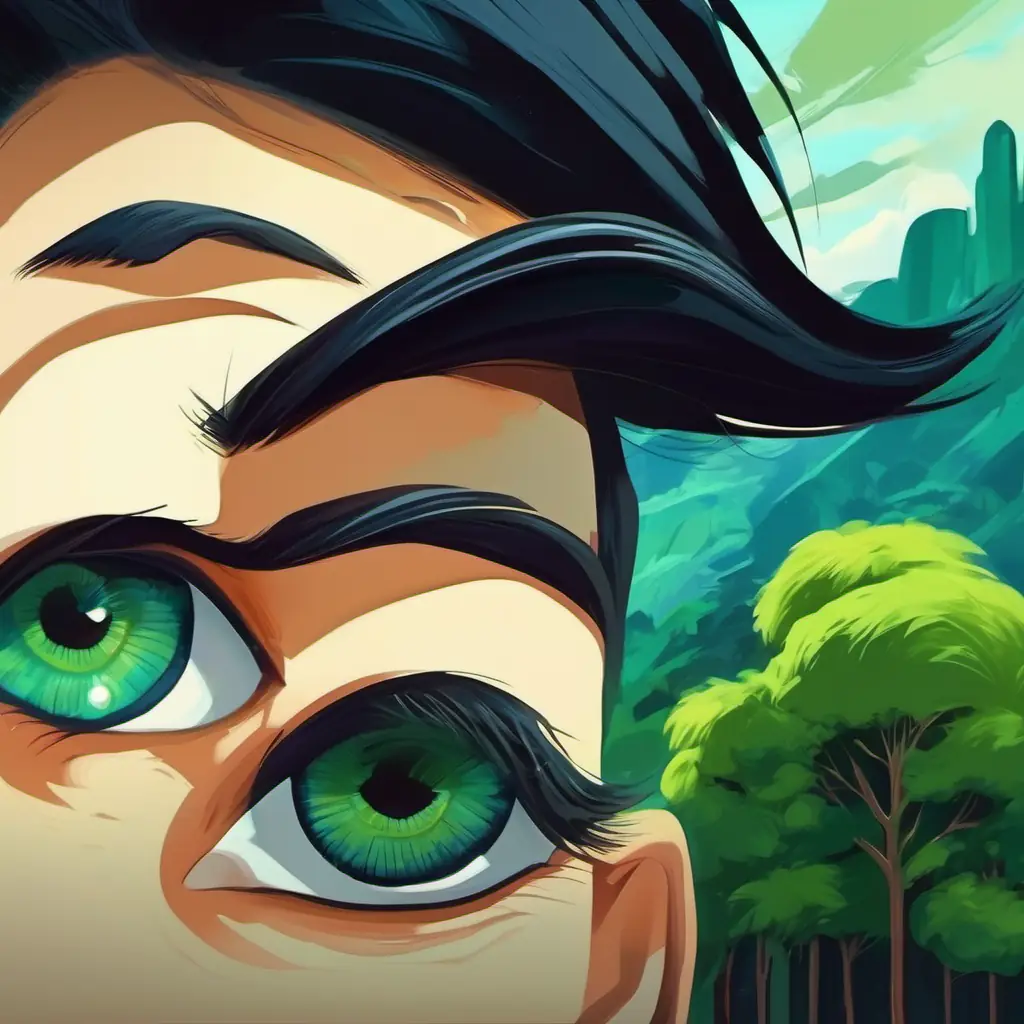 Una imagen de Pelo negro, ojos verdes como la hierba y Alto, pelo castaño, ojos azules como el cielo jugando juntos en el patio de sus casas.