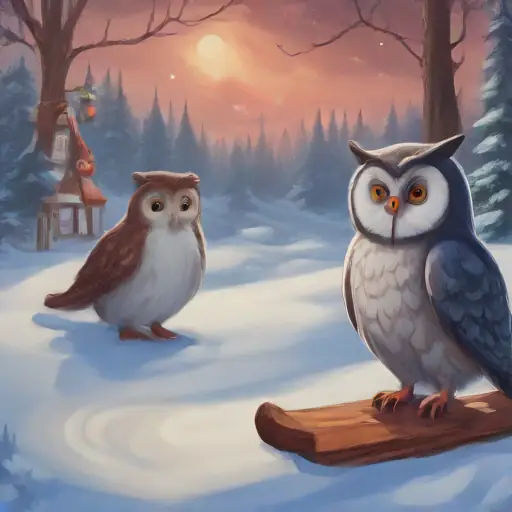 A worried owl informs Nessie about Santa's broken sled on Christmas Eve.