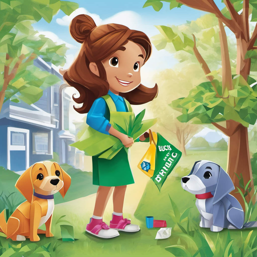 Next, Lily and Bucky visited a park where they saw a group of kids picking up litter. Bucky explained that litter can harm animals and pollute the environment. He encouraged Lily to join the kids and help keep their town clean. Lily happily agreed and together they picked up trash and sorted it for recycling.

After a fun-filled day of adventures, Lily thanked Bucky for teaching her about recycling. Bucky wished her well and returned to the recycling plant to continue his recycling journey.

Lily went back home filled with knowledge and a determination to spread the message of recycling to her friends and family.