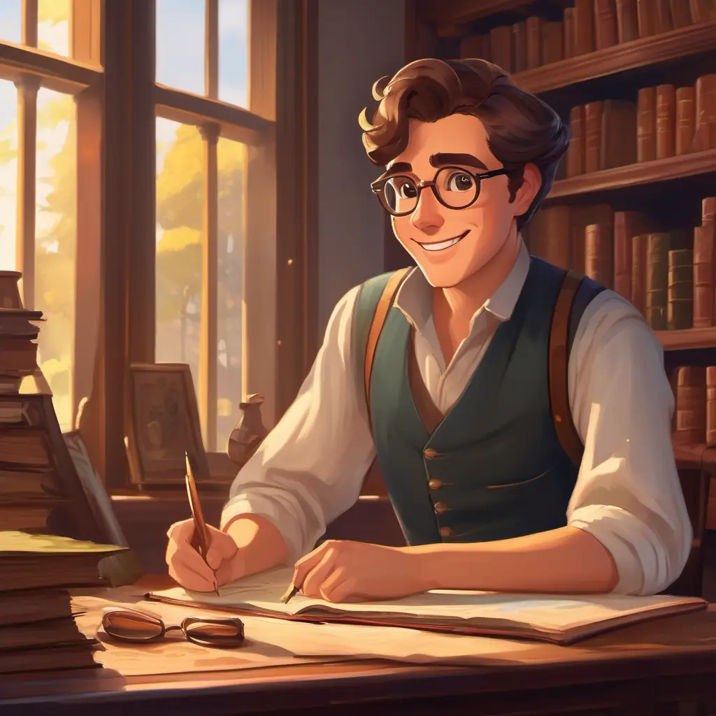 Conclusion - Curious historian with glasses, brown hair, and a friendly smile's renewed passion for history