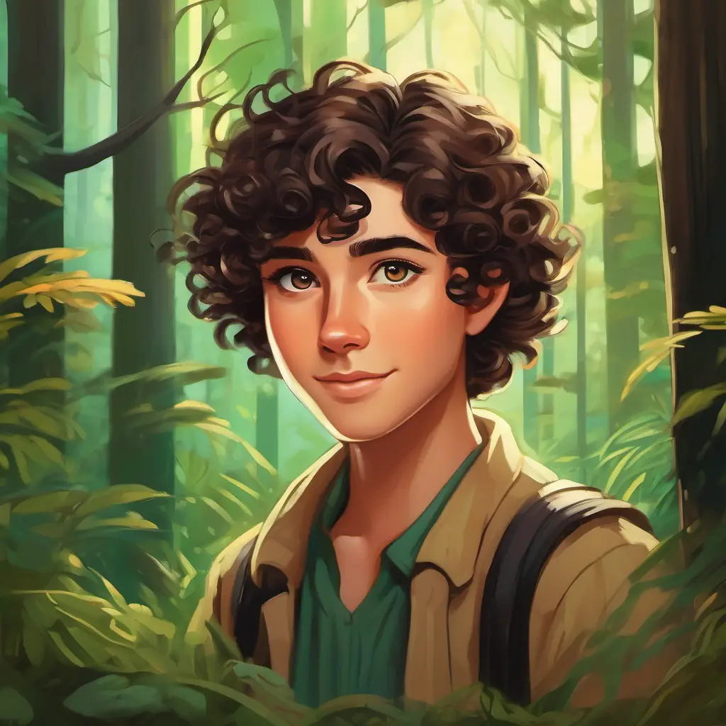 Curly brown hair, green eyes and Black hair, brown eyes are led by the creatures out of the forest, feeling thankful and promising to return.