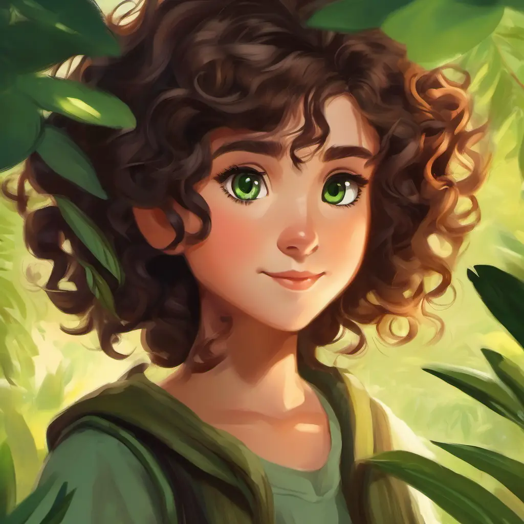 Curly brown hair, green eyes and Black hair, brown eyes treasure the memory of their adventure, sharing about the friendly creatures and the brave stranger, promising to protect nature.