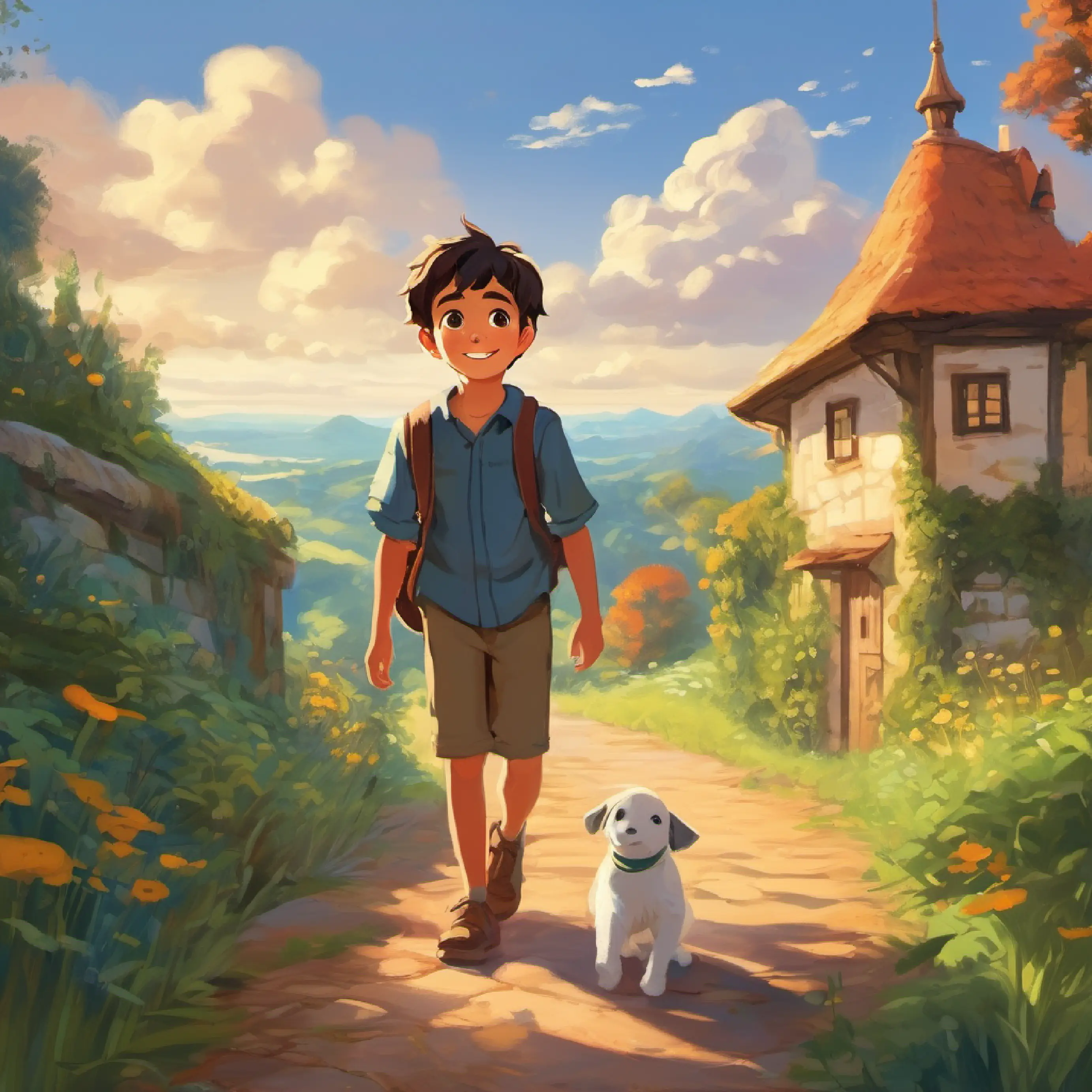 A boy with bright eyes and a curious smile, filled with wonder's return home and the lasting impact of his adventure on his imagination.