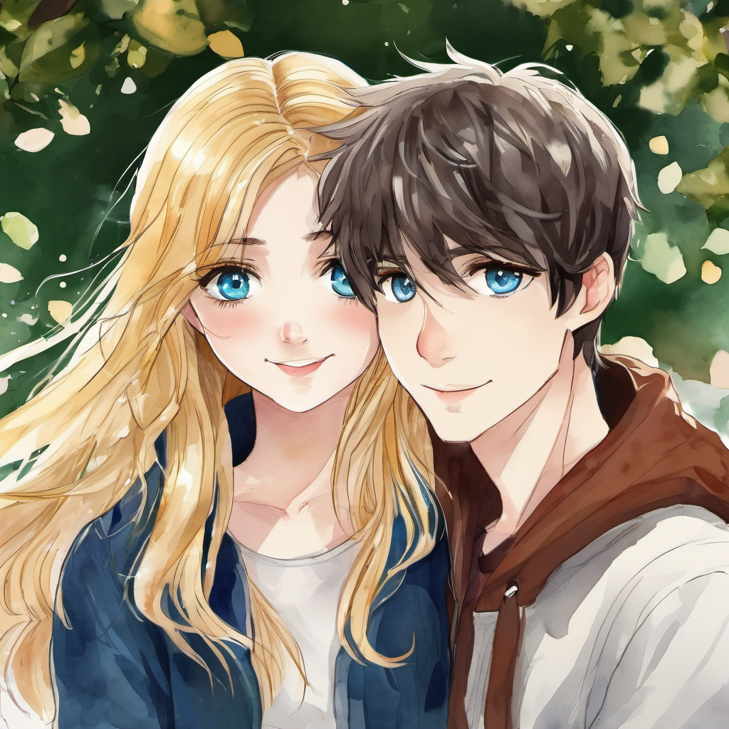 Blue eyes, golden hair ⁠⁠⁠⁠10 words max and Green eyes, dark hair 10 words max announce their relationship to their friends and family, who are overjoyed.