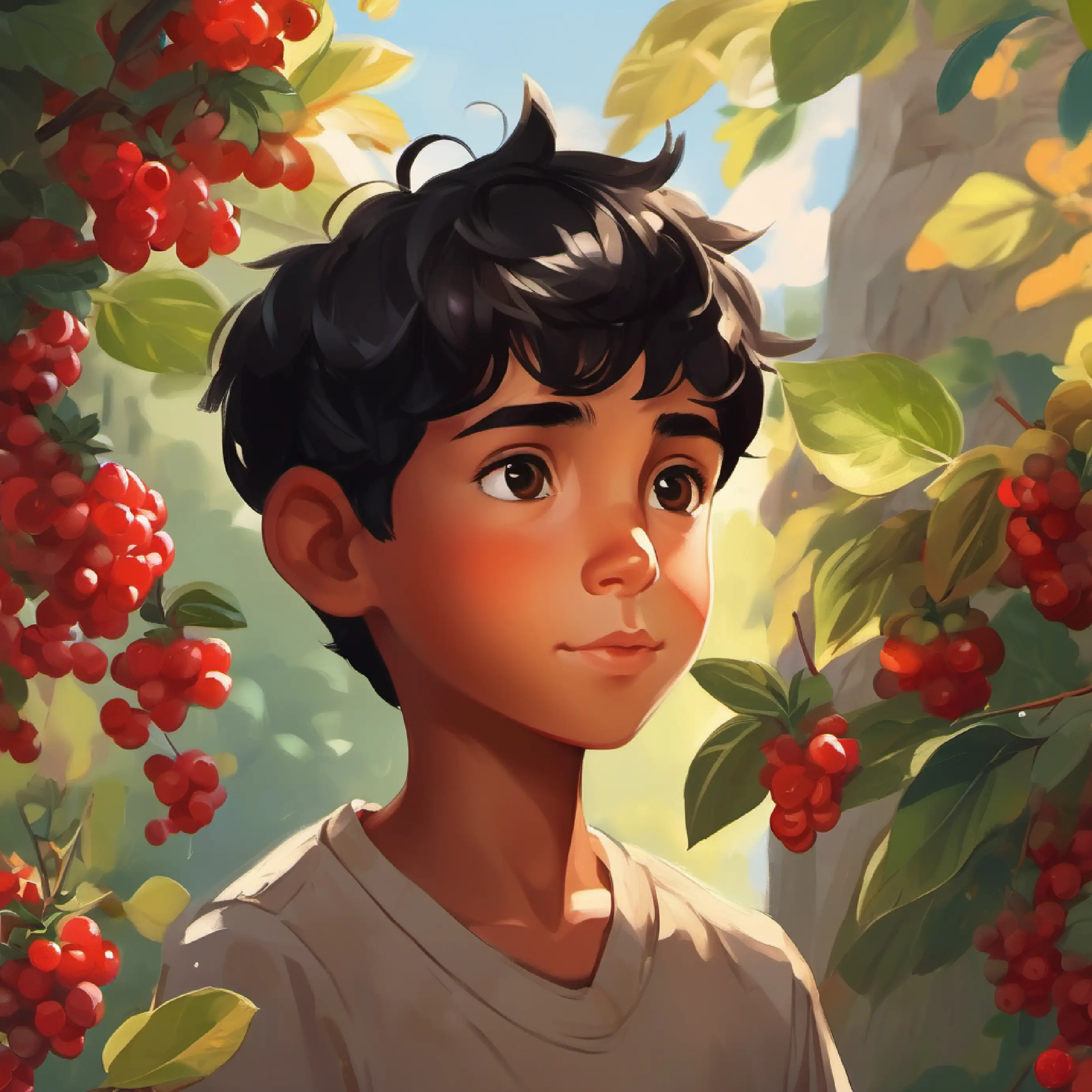 Hamza identifies the sweet berries through observation.