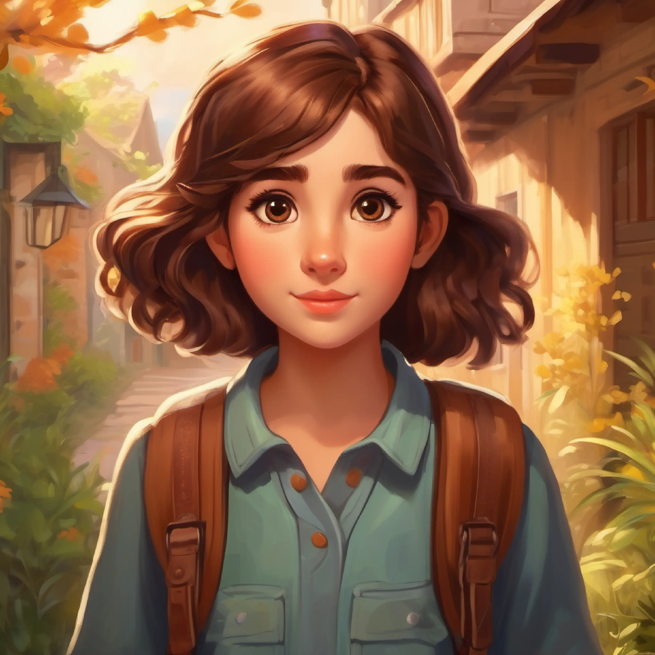Young girl with brown hair and big curious brown eyes is back home, ready to share her adventures.