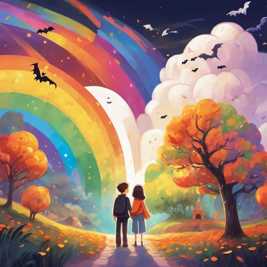 The text appears on a final page with an illustration of the friends hugging each other tightly in front of their rainbow-colored kingdom. They have big smiles on their faces, showing their happiness and unity.