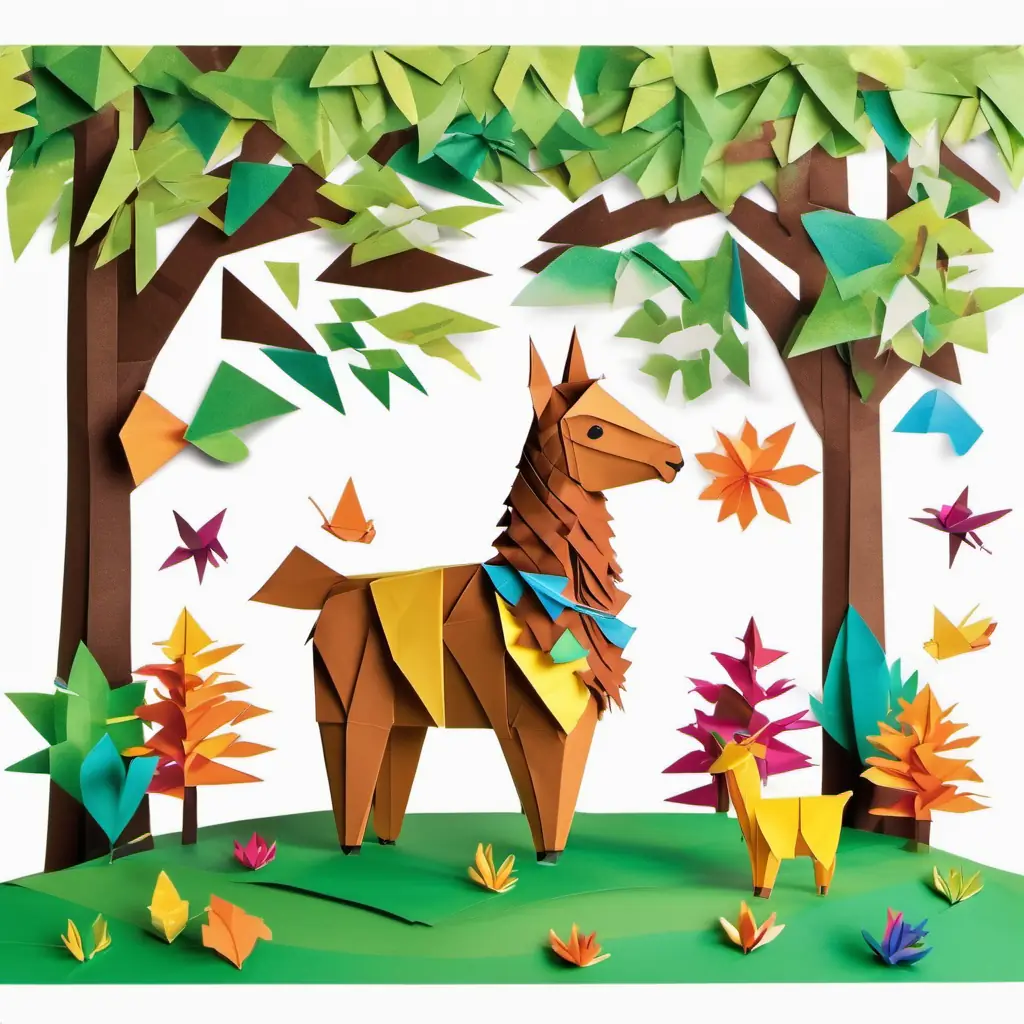 Lenny the llama has soft, brown fur and kind, brown eyes is dancing with his animal friends to fun music under a big, leafy tree.