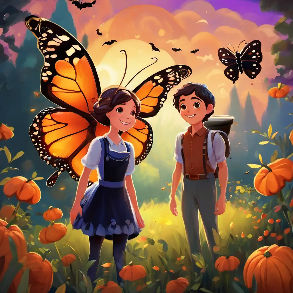 Bella is a beautiful butterfly with colorful wings that sparkle in the sunlight returns to the garden and Andy is a small ant with a hardworking nature He has a brown body and black eyes is happy to see her.