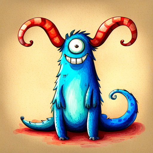 Red monster with a curly tail, happy and playful. with a curly tail, Blue monster with big ears, kind and helpful. with big ears, Green monster with long arms, smart and friendly. with long arms
