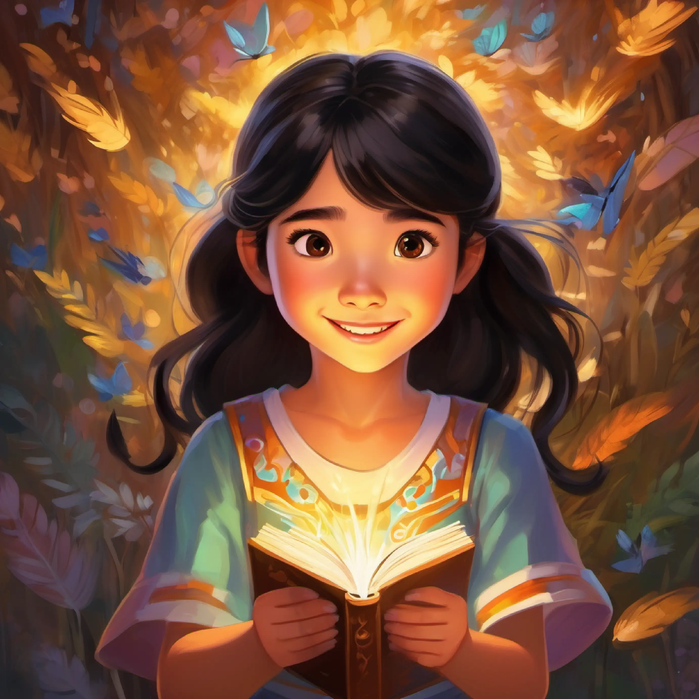Mei: little girl, 8 years old, cheerful, black hair, brown eyes finds out her magic words don't work on herself but remains positive