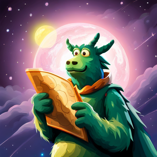 Zog looks out into space, holding a map