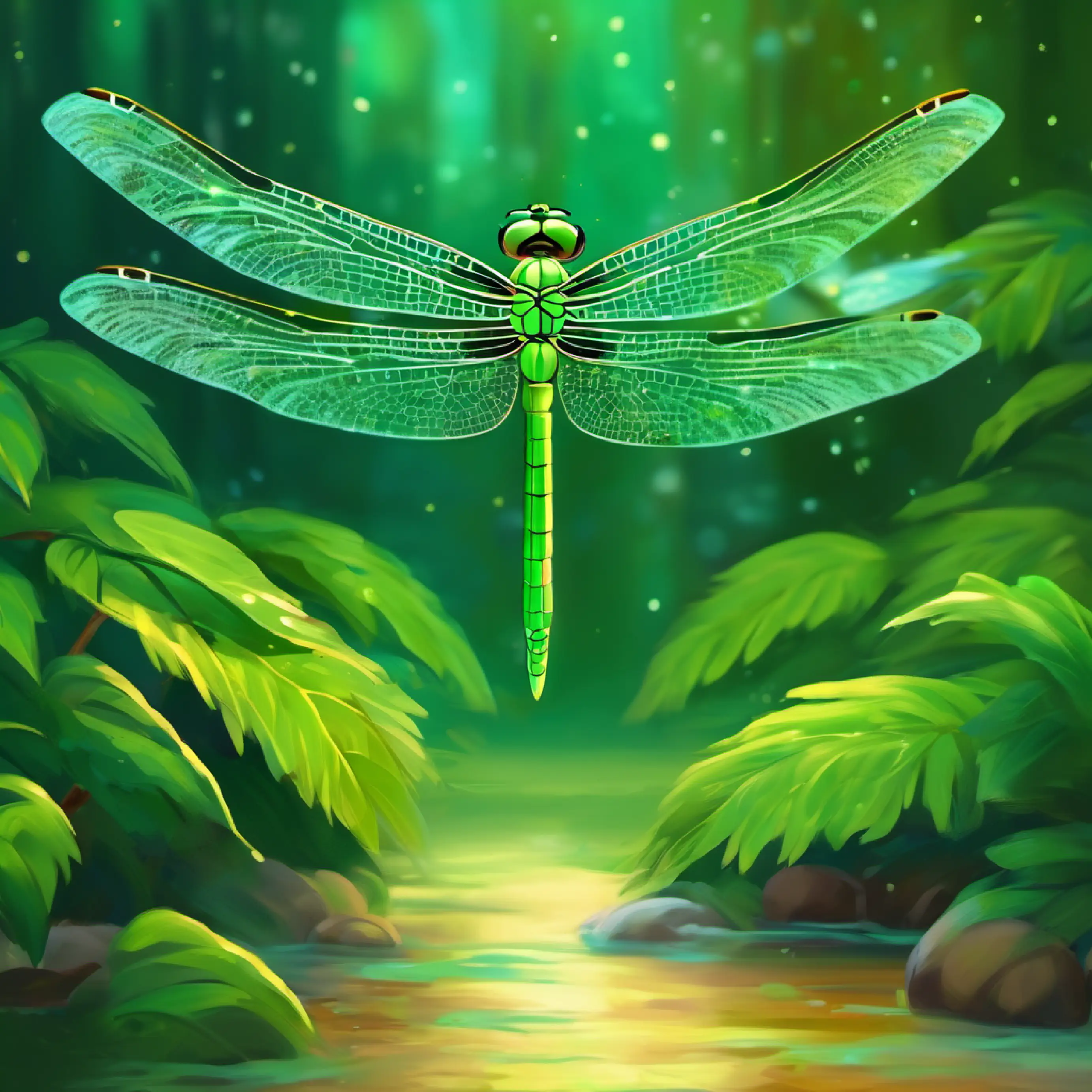 Quest introduction, the Majestic dragonfly, shimmering green, tiny, wise sought after.