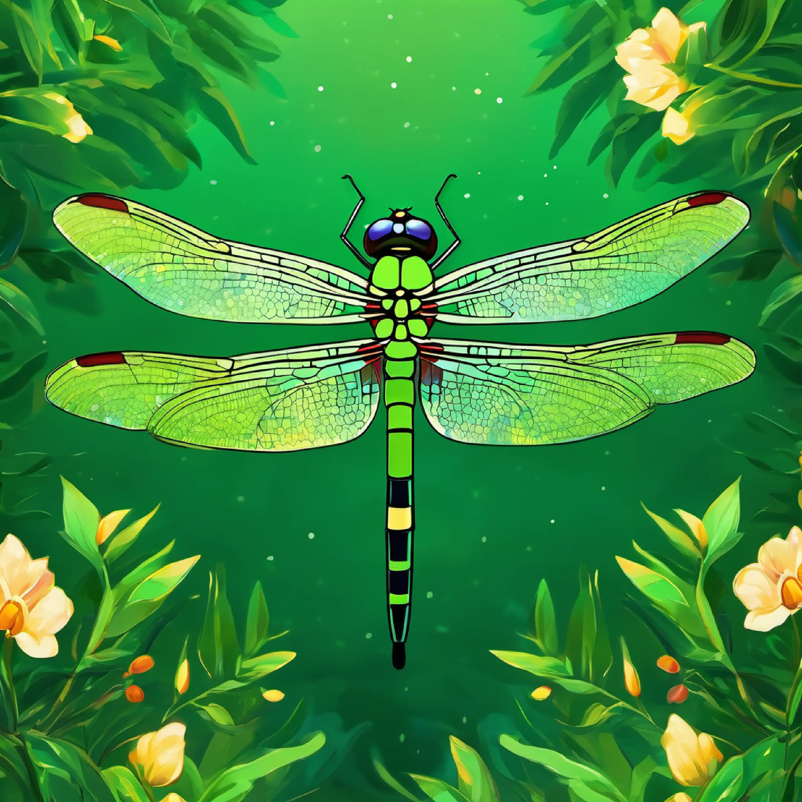 Revelation, the Majestic dragonfly, shimmering green, tiny, wise speaks