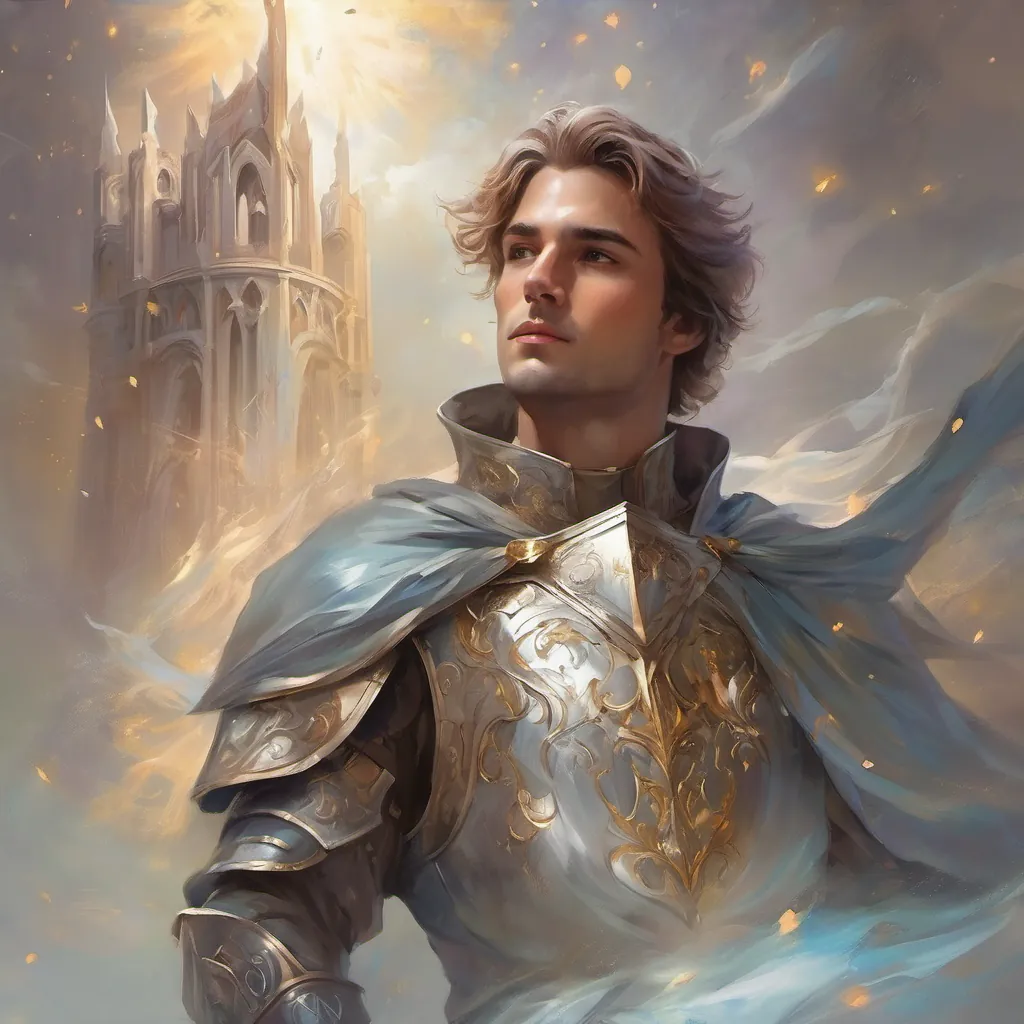 The knight, with a confused expression, touching his chest