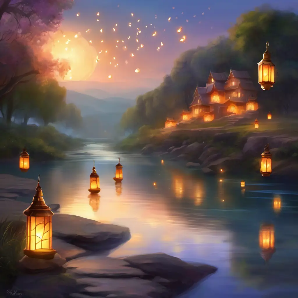 Setting the scene with lanterns and Dreamy River's soothing song lulling the pebble to sleep.