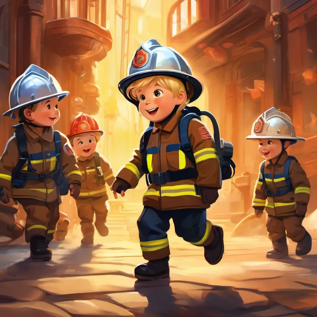 Imagine Jonas surrounded by friendly firefighters, putting on their big helmets and boots, giggling as he tries to walk in the oversized gear