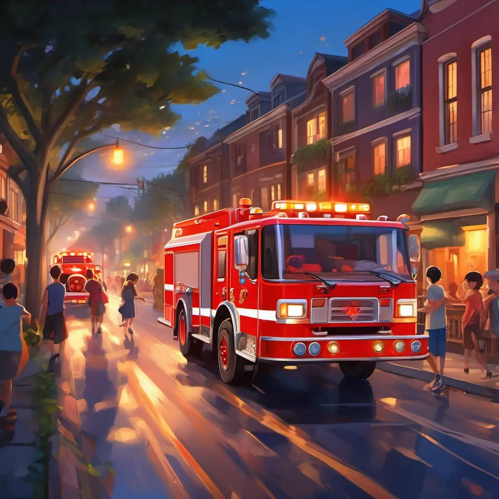 See the flashing lights and hear the sirens as the firetruck races through the neighborhoods, everyone waving and pointing as they pass by