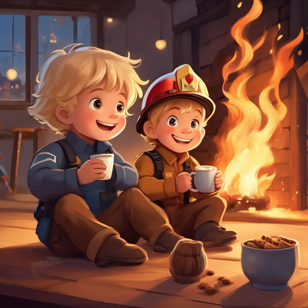 See Jonas sitting around with the firefighters, eating cookies and drinking hot cocoa, all smiling and laughing together
