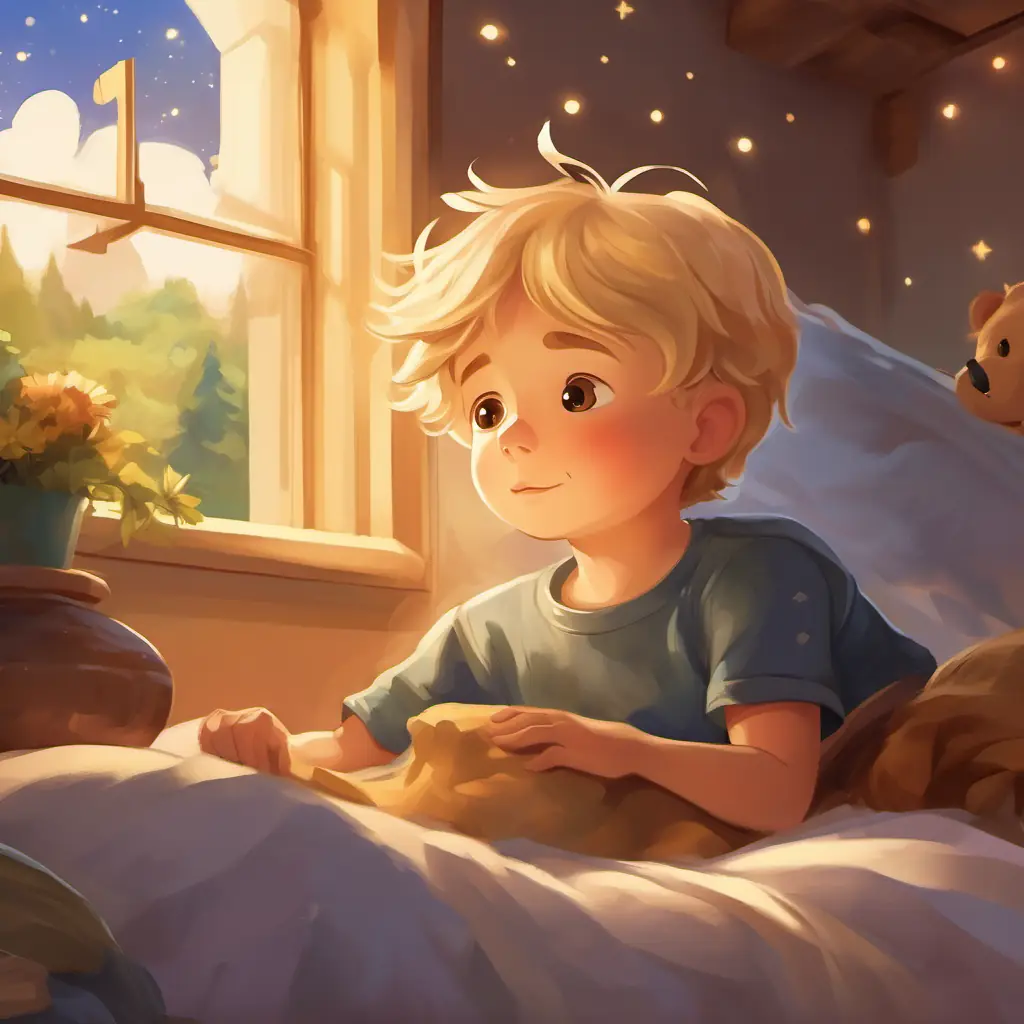 See the stars twinkling as Jonas falls asleep, dreaming of his amazing adventure