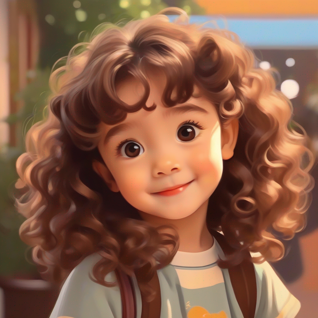 Rancy with curly brown hair, smart and adorable with curly brown hair, smart and adorable