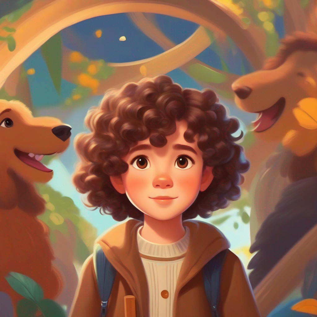 Rancy with curly brown hair, smart and adorable feeling determined, confident and unstoppable