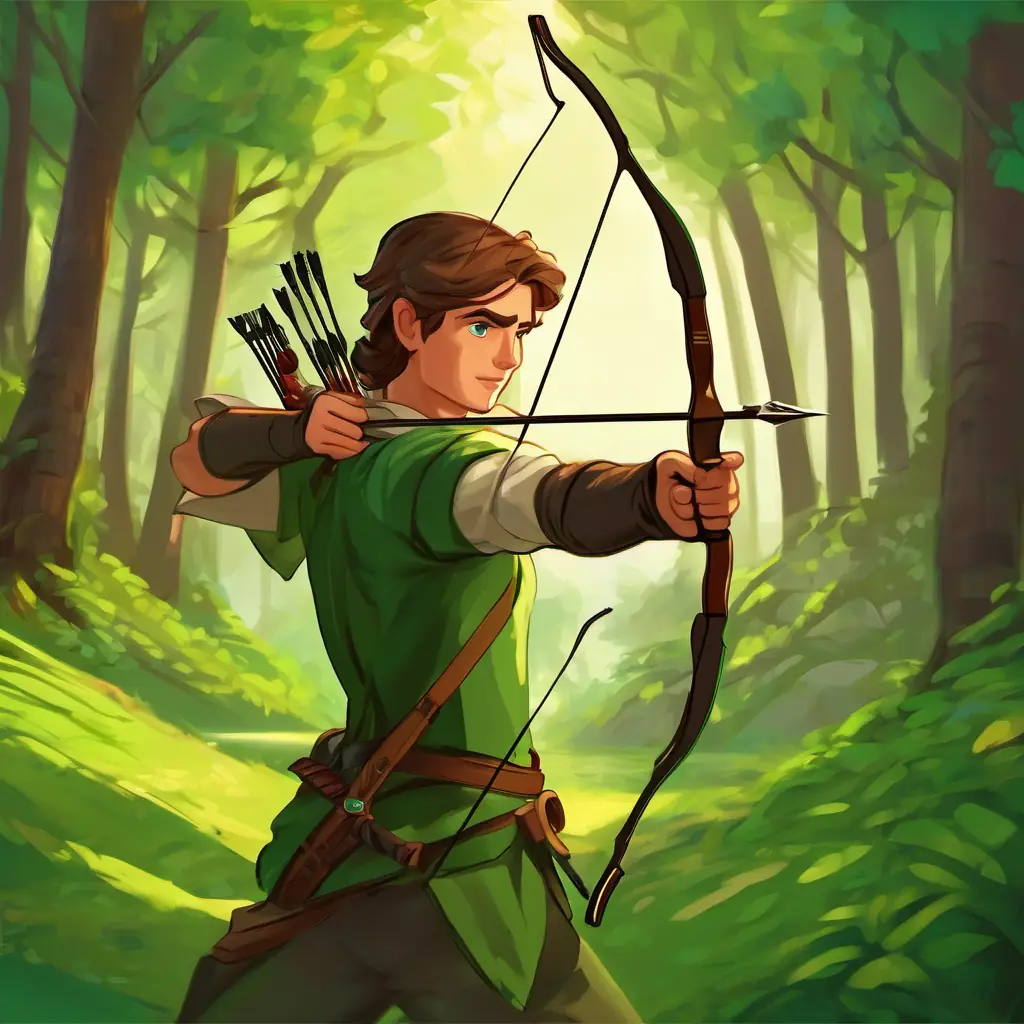 Green eyes, friend of Ethan, skilled archer joins Ethan.