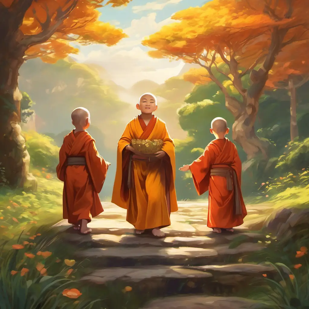 Conclusion, the three little monks' growth and spreading love and happiness