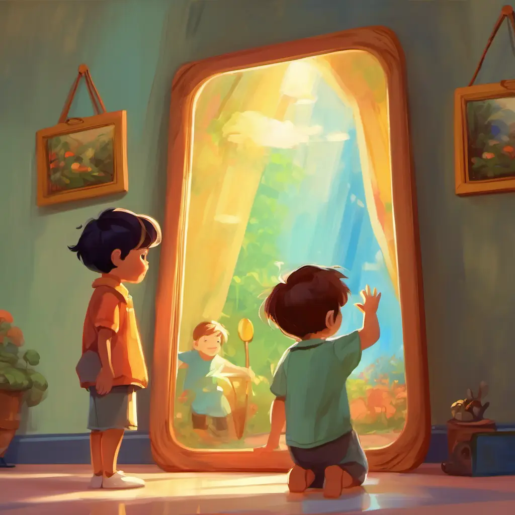 Children vowing to continue their good behavior inspired by mirrors.